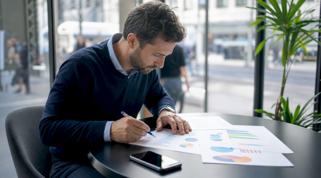 Manager reviewing Google Ads agency performance reports